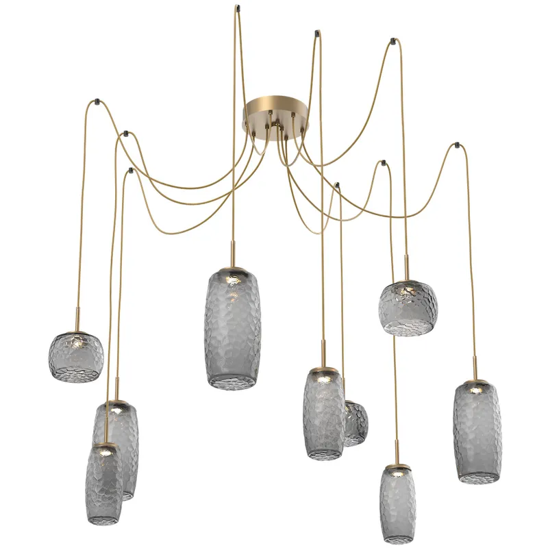 Vessel LED 15.2 inch Gilded Brass Swag Multi-Pendant Ceiling Light in Smoke, 2700K LED