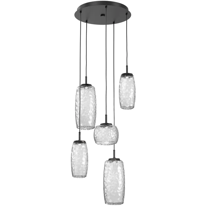 Vessel LED Matte Black Multi-Pendant Ceiling Light in 3000K LED, Clear