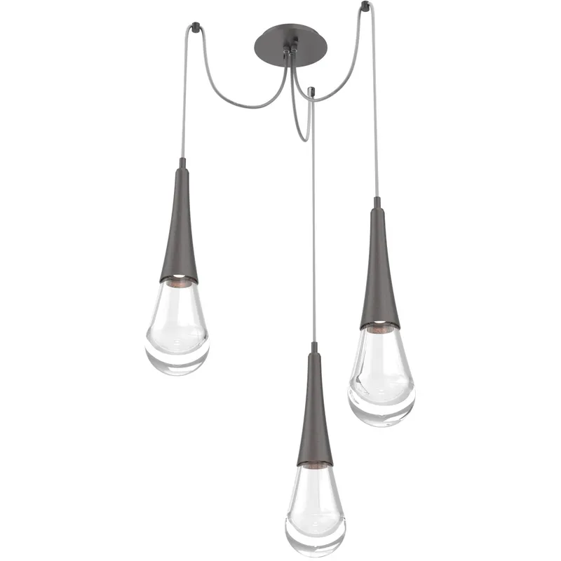 Raindrop LED 13.6 inch Graphite Swag Multi-Pendant Ceiling Light in 2700K LED