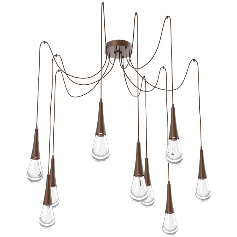 Raindrop LED 13.6 inch Burnished Bronze Swag Multi-Pendant Ceiling Light in 2700K LED