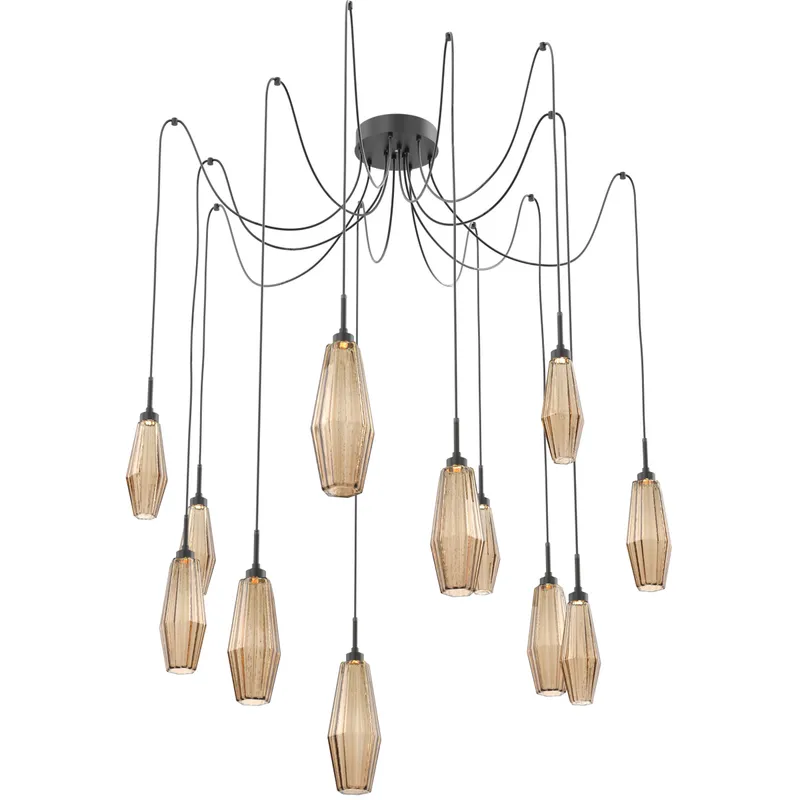 Aalto LED Matte Black Swag Multi-Pendant Ceiling Light in 3000K LED, Bronze