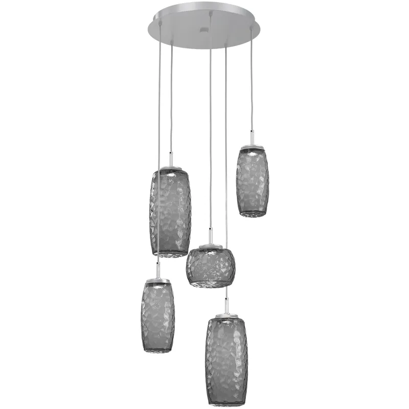 Vessel LED Classic Silver Multi-Pendant Ceiling Light in Smoke, 2700K LED
