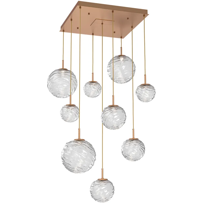 Gaia LED 30 inch Novel Brass Multi-Pendant Ceiling Light in Clear, 2700K LED
