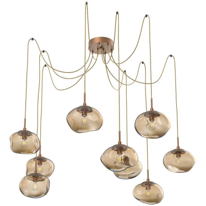 Nova 9 Light 19 inch Novel Brass Swag Multi-Pendant Ceiling Light in Bronze