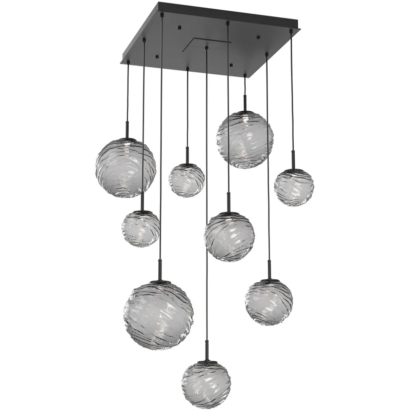 Gaia LED 30 inch Matte Black Multi-Pendant Ceiling Light in Smoke, 2700K LED