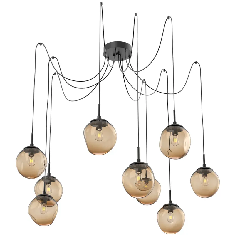Aster 9 Light 18.7 inch Matte Black Swag Multi-Pendant Ceiling Light in Bronze