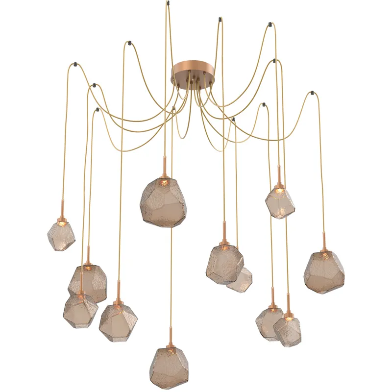 Gem LED 17 inch Novel Brass Swag Multi-Pendant Ceiling Light in 3000K LED, Bronze
