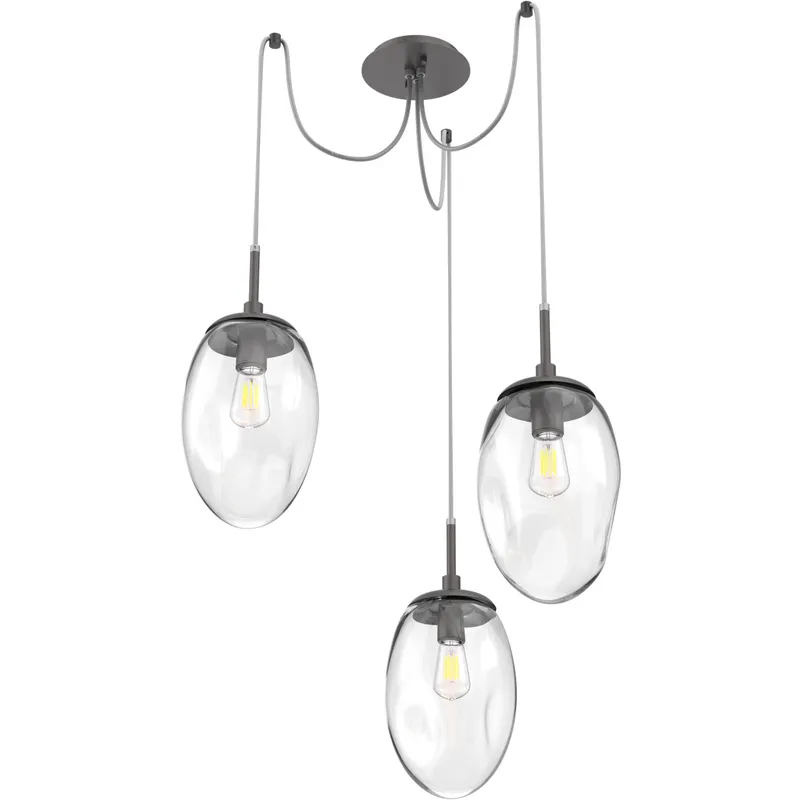 Meteo 3 Light 17 inch Graphite Swag Multi-Pendant Ceiling Light in Clear