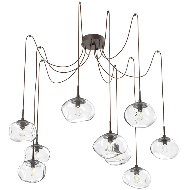 Nova 9 Light 19 inch Flat Bronze Swag Multi-Pendant Ceiling Light in Clear