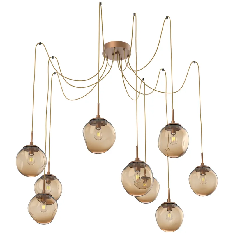 Aster 9 Light 18.7 inch Novel Brass Swag Multi-Pendant Ceiling Light in Bronze