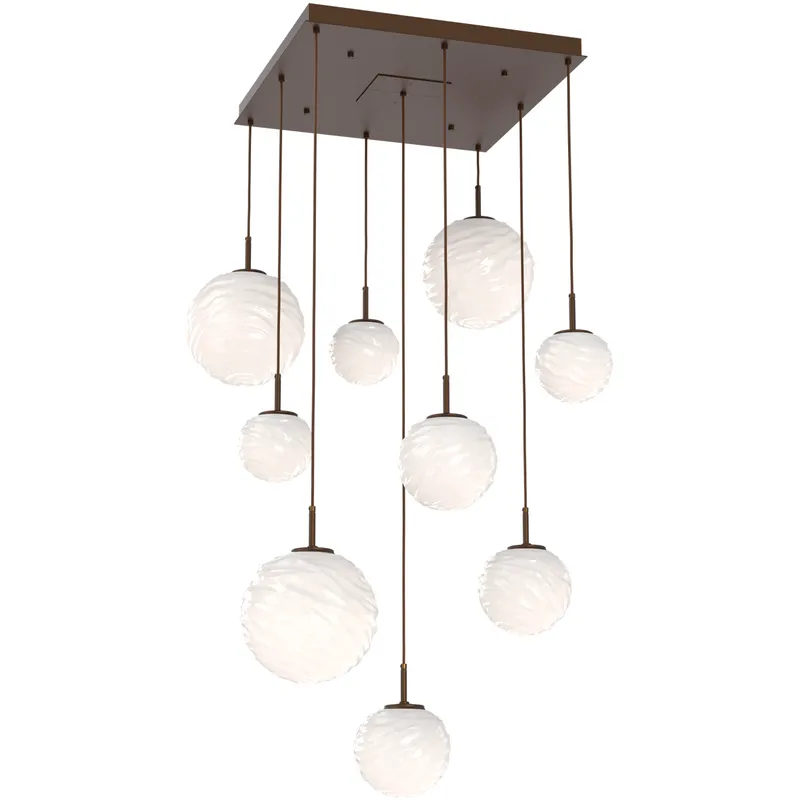 Gaia LED Flat Bronze Multi-Pendant Ceiling Light in 3000K LED, Opal White
