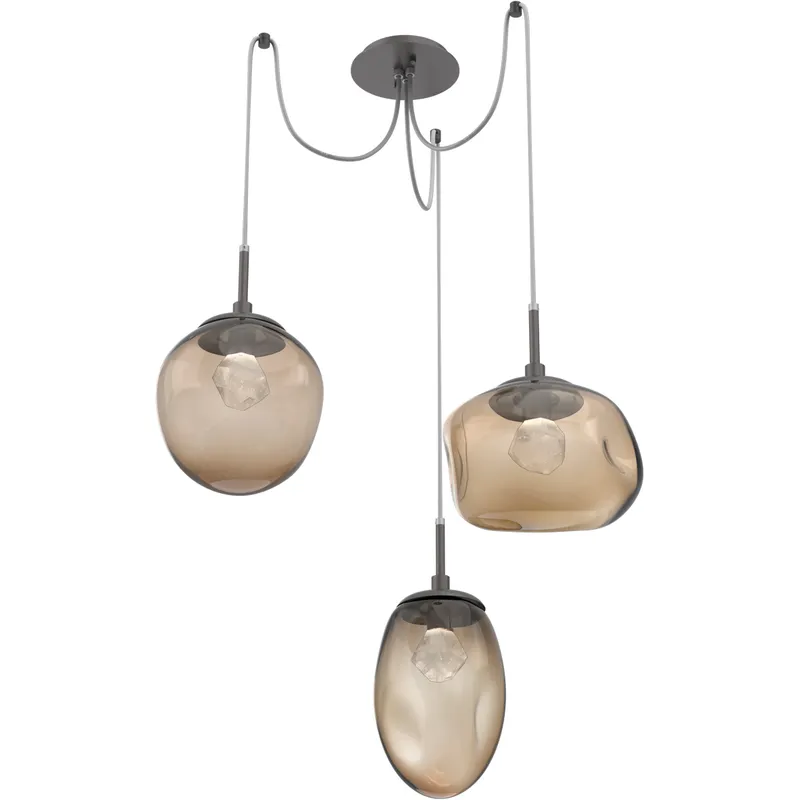 Cosmos LED 17 inch Graphite Swag Multi-Pendant Ceiling Light in 2700K LED, Zircon Inner - Bronze Outer