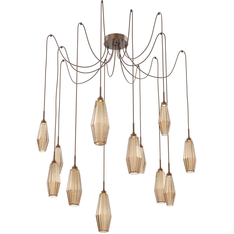 Aalto LED Burnished Bronze Swag Multi-Pendant Ceiling Light in 3000K LED