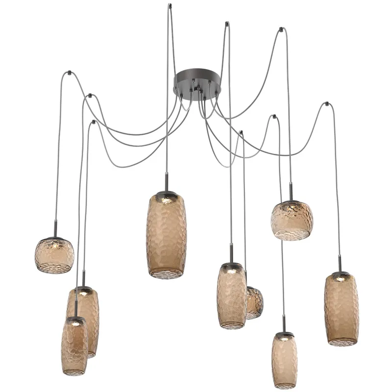 Vessel LED 15.2 inch Graphite Swag Multi-Pendant Ceiling Light in Bronze, 2700K LED
