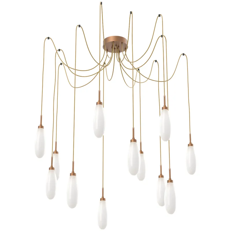 Fiori LED 9 inch Novel Brass Swag Multi-Pendant Ceiling Light