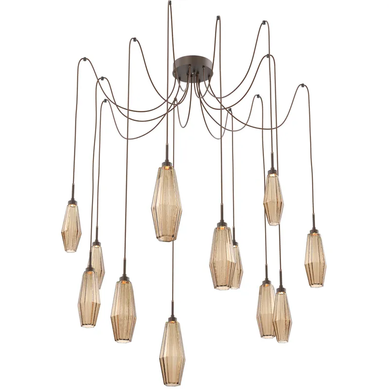 Aalto LED Flat Bronze Swag Multi-Pendant Ceiling Light in 3000K LED