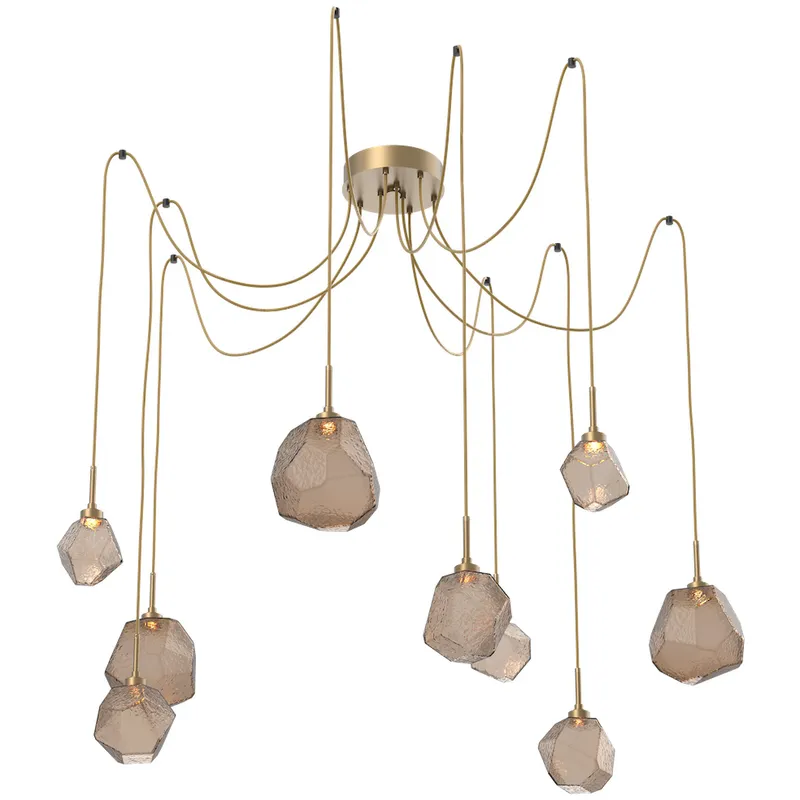 Gem LED 17 inch Gilded Brass Swag Multi-Pendant Ceiling Light in 3000K LED, Bronze