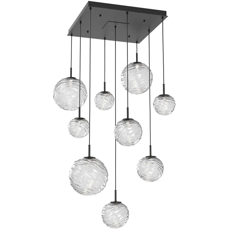 Gaia LED 30 inch Matte Black Multi-Pendant Ceiling Light in 3000K LED, Clear