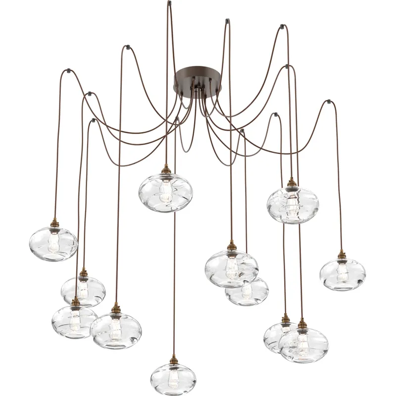 Coppa 12 Light 17 inch Flat Bronze Swag Multi-Pendant Ceiling Light in Clear Optic