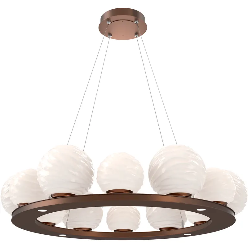Gaia LED Burnished Bronze Multi-Pendant Ceiling Light in 3000K LED, Opal White