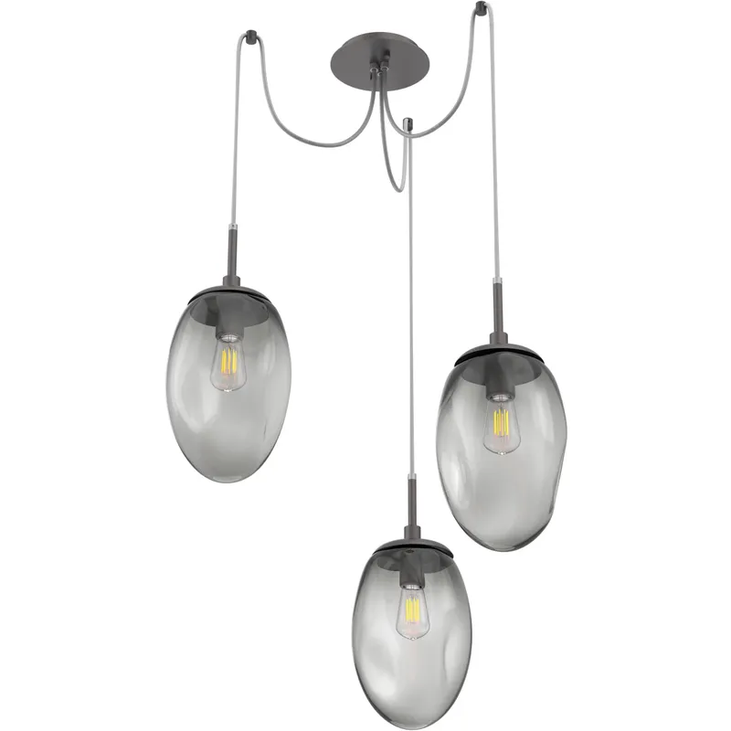 Meteo 3 Light 17 inch Graphite Swag Multi-Pendant Ceiling Light in Smoke
