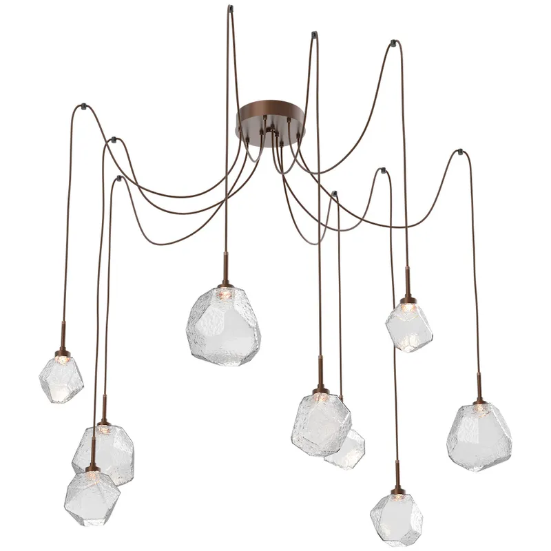 Gem LED 17 inch Burnished Bronze Swag Multi-Pendant Ceiling Light in 3000K LED, Clear