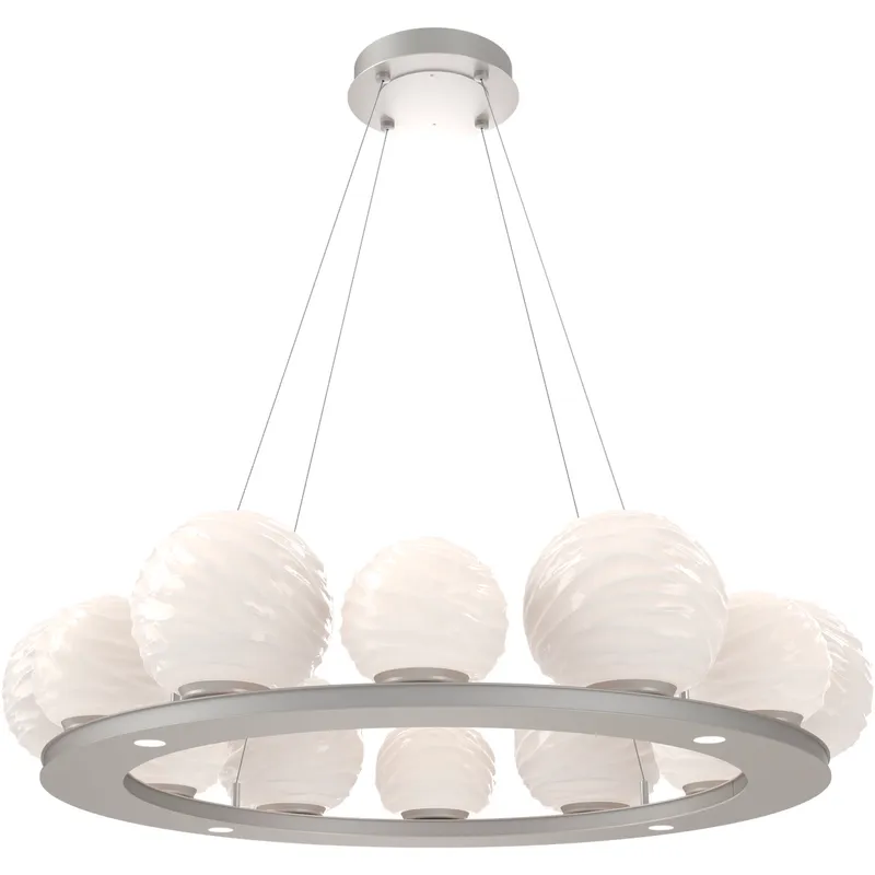 Gaia LED Metallic Beige Silver Multi-Pendant Ceiling Light in 3000K LED, Opal White
