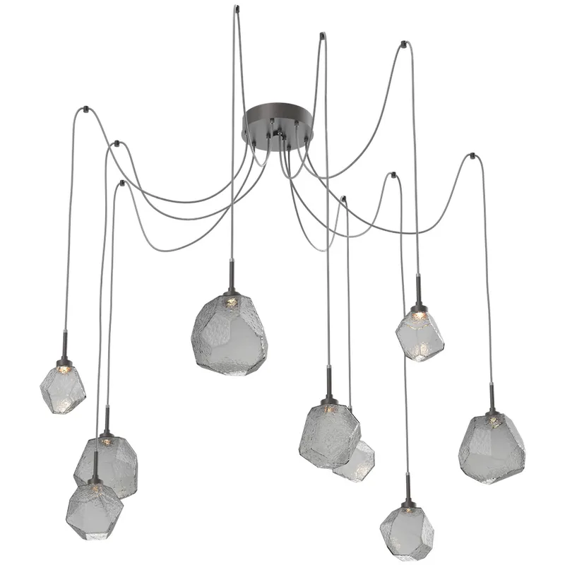 Gem LED 17 inch Graphite Swag Multi-Pendant Ceiling Light in 3000K LED, Smoke
