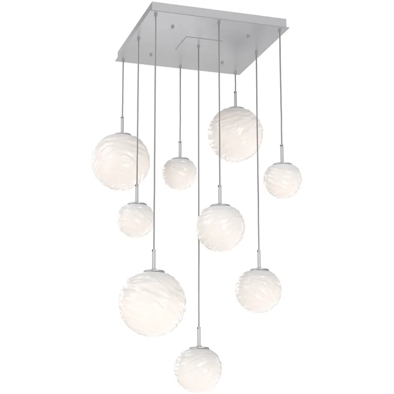 Gaia LED Classic Silver Multi-Pendant Ceiling Light in 3000K LED, Opal White