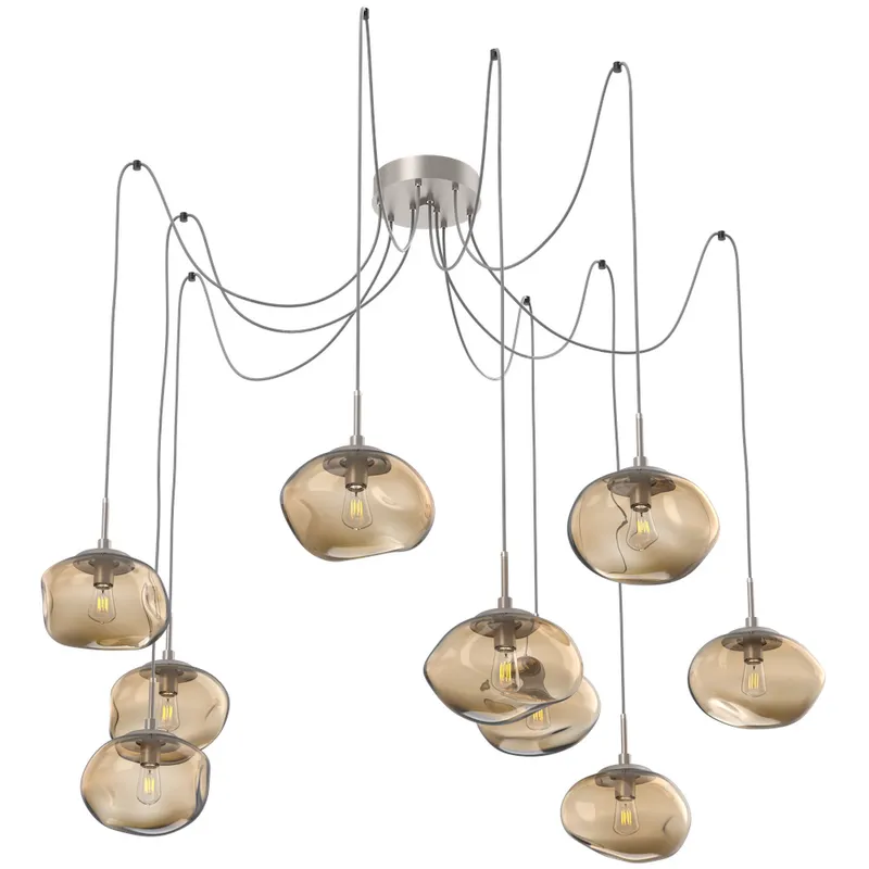 Nova 9 Light 19 inch Metallic Beige Silver Swag Multi-Pendant Ceiling Light in Bronze