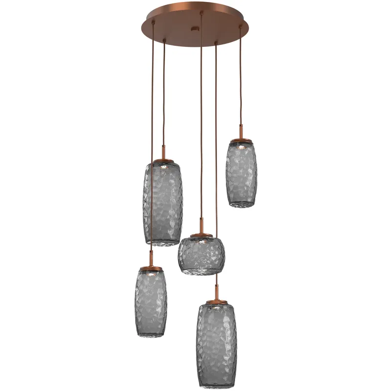 Vessel LED Burnished Bronze Multi-Pendant Ceiling Light in 3000K LED, Smoke