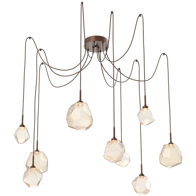 Gem LED 17 inch Burnished Bronze Swag Multi-Pendant Ceiling Light in 3000K LED, Amber
