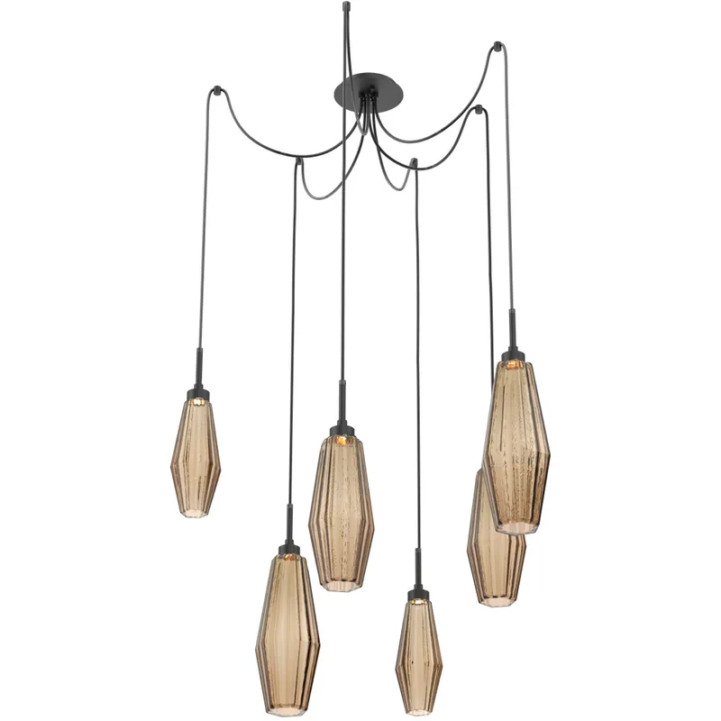 Aalto LED Matte Black Swag Multi-Pendant Ceiling Light in 3000K LED, Bronze