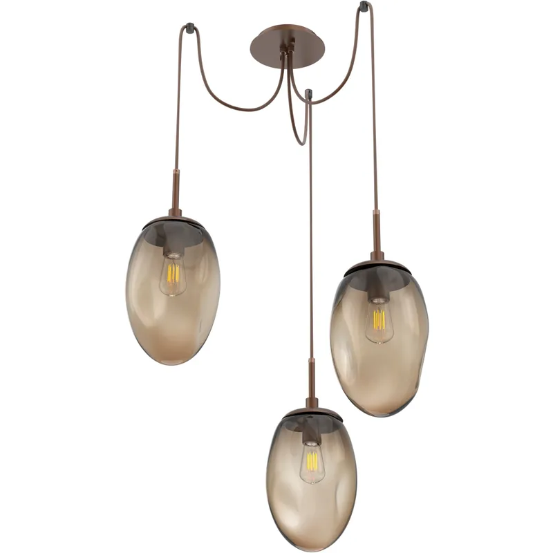 Meteo 3 Light 17 inch Burnished Bronze Swag Multi-Pendant Ceiling Light