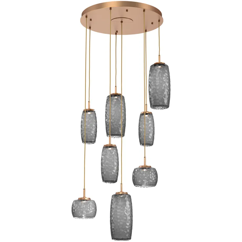 Vessel LED Novel Brass Multi-Pendant Ceiling Light in 3000K LED, Smoke