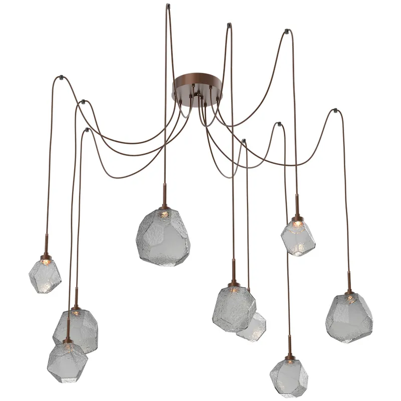 Gem LED 17 inch Burnished Bronze Swag Multi-Pendant Ceiling Light in Smoke, 2700K LED