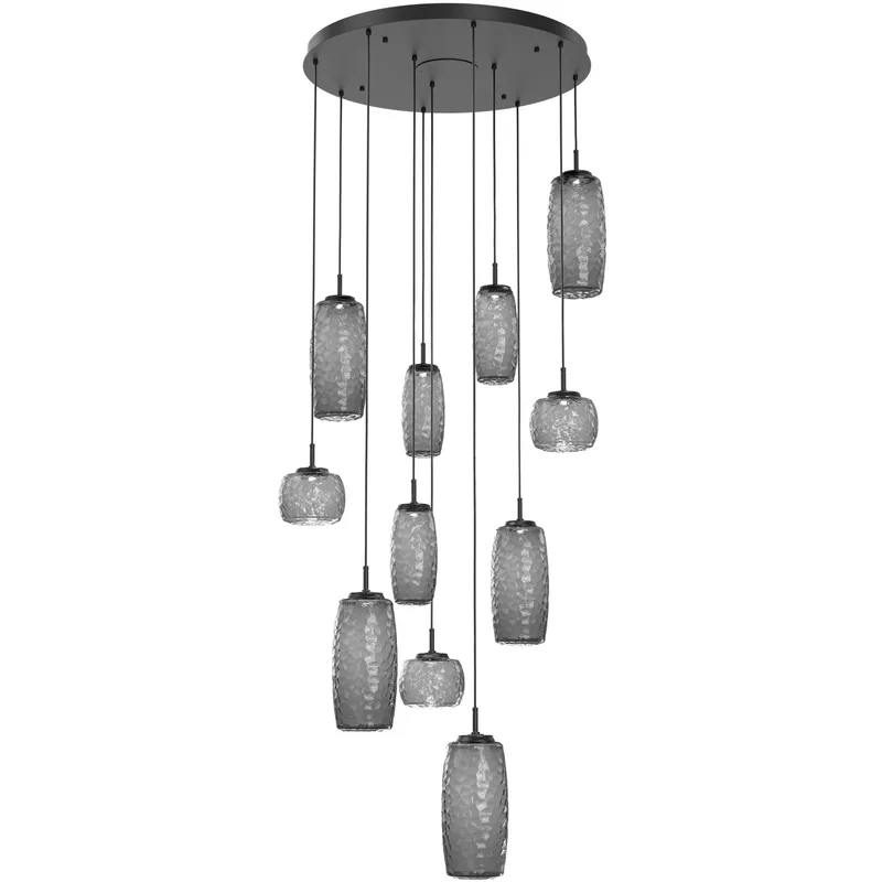 Vessel LED Matte Black Multi-Pendant Ceiling Light in 3000K LED, Smoke