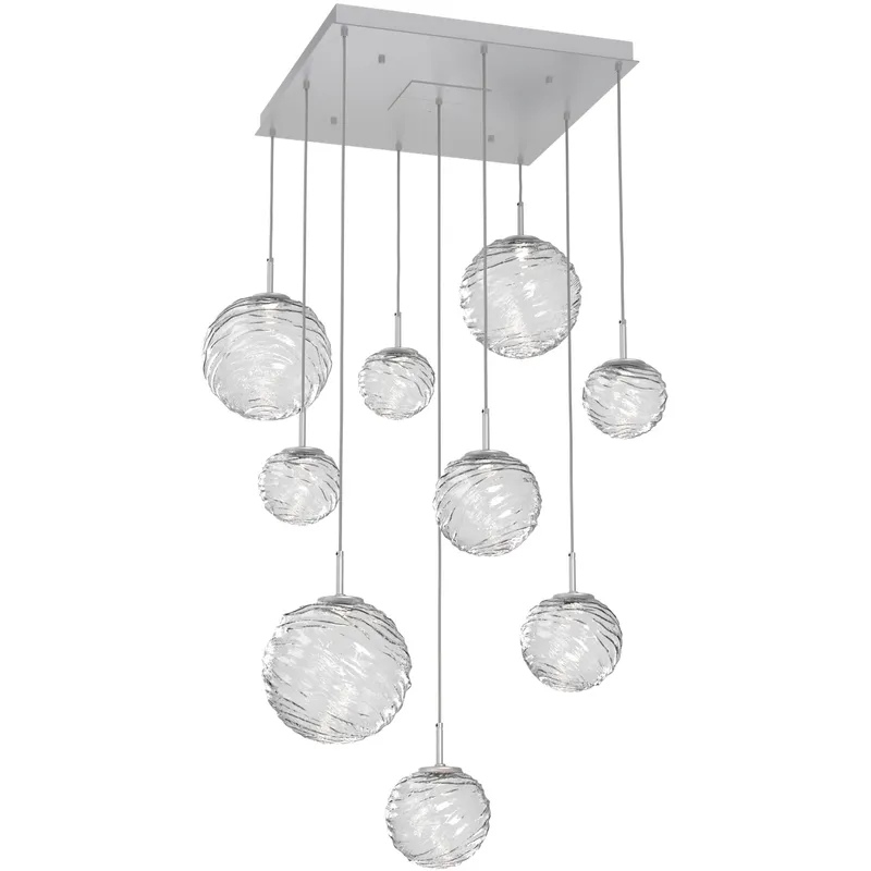 Gaia LED 30 inch Classic Silver Multi-Pendant Ceiling Light in Clear, 2700K LED