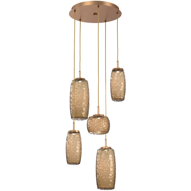 Vessel LED Novel Brass Multi-Pendant Ceiling Light in 3000K LED, Bronze