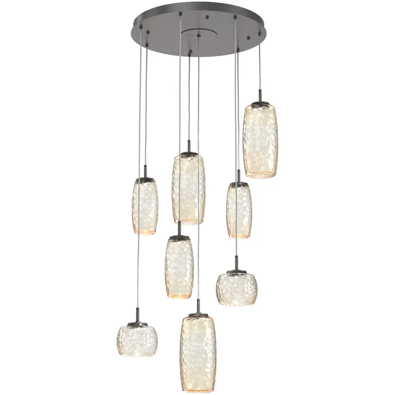 Vessel LED Graphite Multi-Pendant Ceiling Light in 3000K LED, Amber