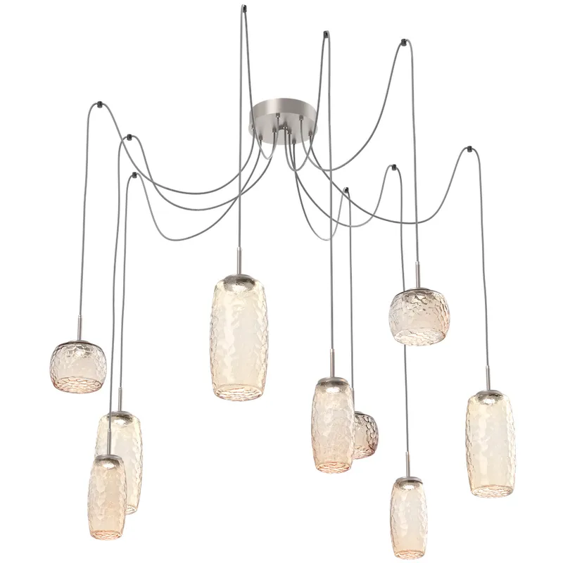 Vessel LED 15.2 inch Metallic Beige Silver Swag Multi-Pendant Ceiling Light in 3000K LED, Amber