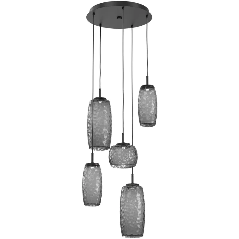 Vessel LED Matte Black Multi-Pendant Ceiling Light in Smoke, 2700K LED