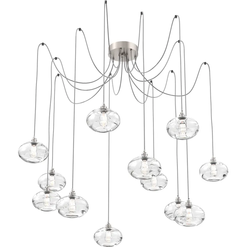 Coppa 12 Light 17 inch Metallic Beige Silver Swag Multi-Pendant Ceiling Light in Clear Optic