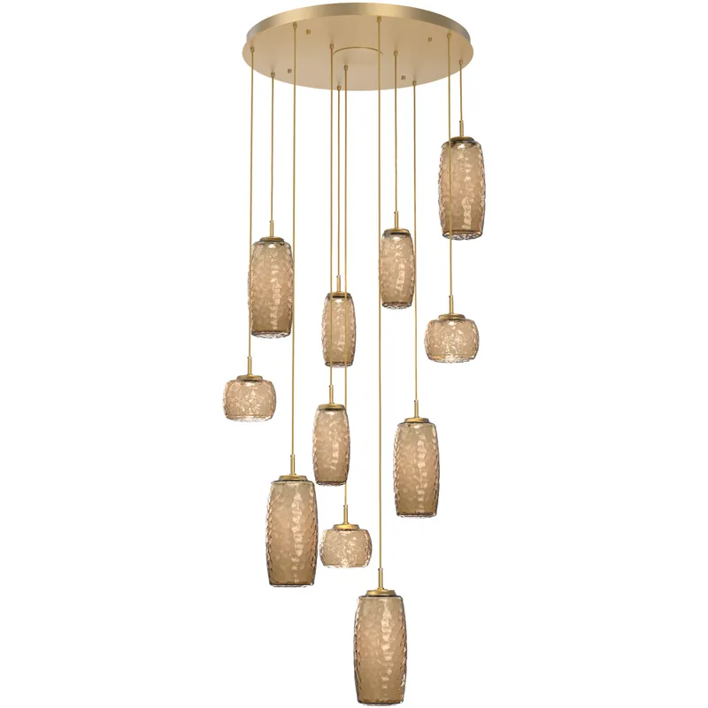 Vessel LED Gilded Brass Multi-Pendant Ceiling Light in Bronze, 2700K LED