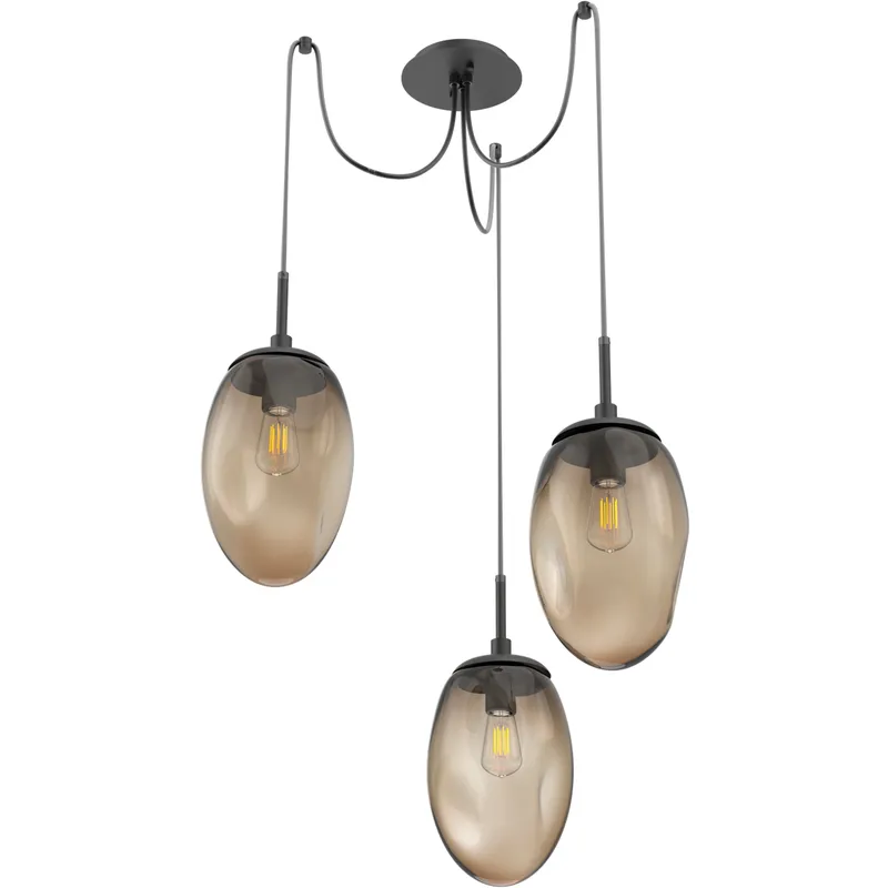 Meteo 3 Light 17 inch Matte Black Swag Multi-Pendant Ceiling Light in Bronze