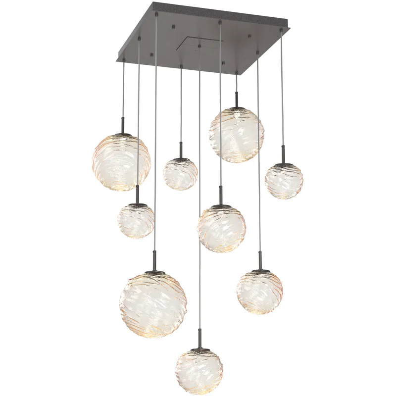 Gaia LED 30 inch Graphite Multi-Pendant Ceiling Light in Amber, 2700K LED
