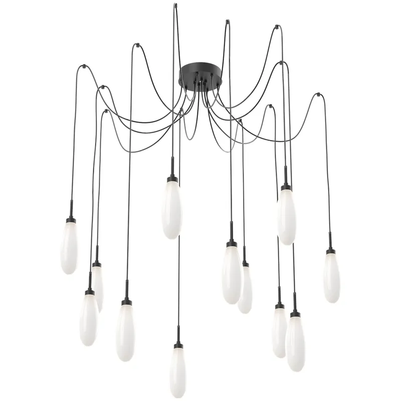Fiori LED 9 inch Matte Black Swag Multi-Pendant Ceiling Light