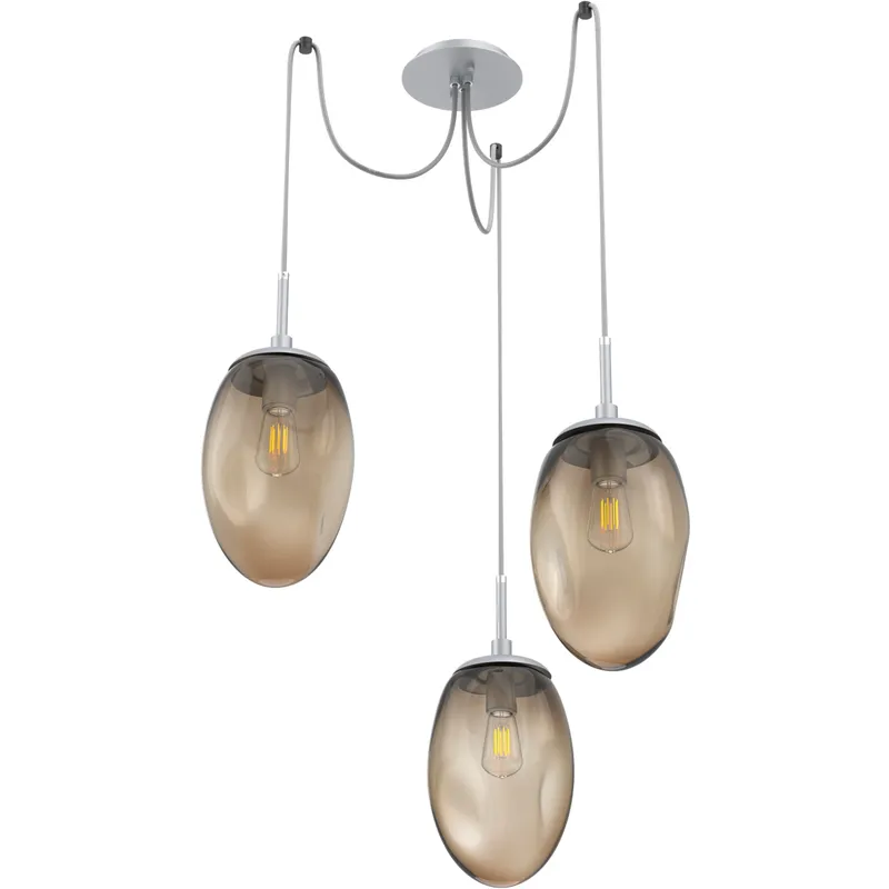 Meteo 3 Light 17 inch Classic Silver Swag Multi-Pendant Ceiling Light in Bronze