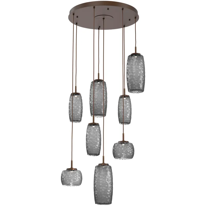 Vessel LED Flat Bronze Multi-Pendant Ceiling Light in Smoke, 2700K LED