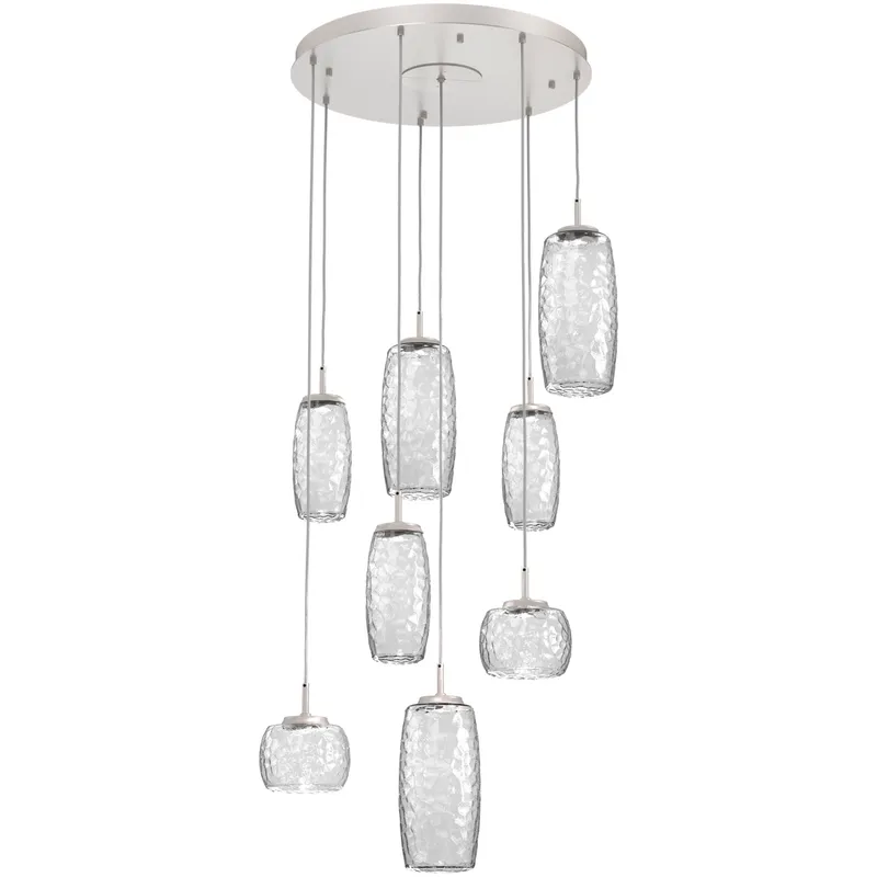 Vessel LED Beige Silver Multi-Pendant Ceiling Light in Clear, 2700K LED